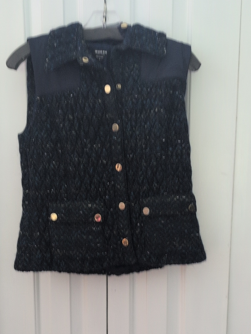 Worth Navy Quilted Wool-Blend Vest with Gold Buttons